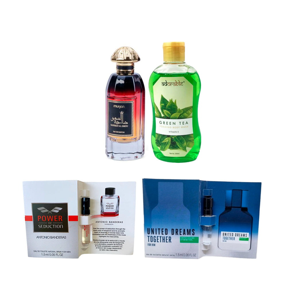 Set Murjan Sahebat Al Smou EDP 100 ml + Body Wash 200 ml + 2 Viales