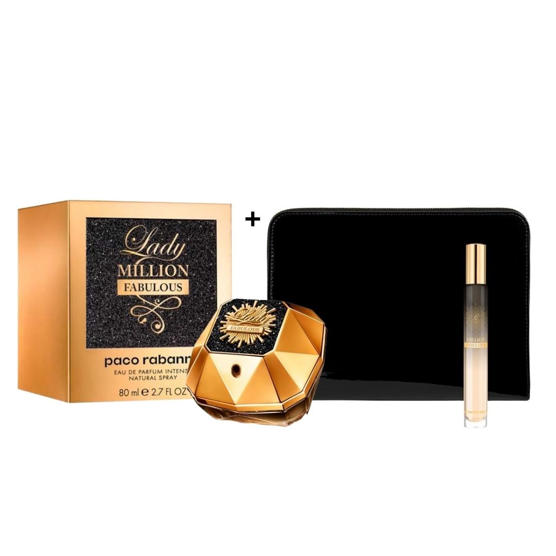 Paco Rabanne Lady Million Fabulous 80ml + Mini 10ml  + Pouch