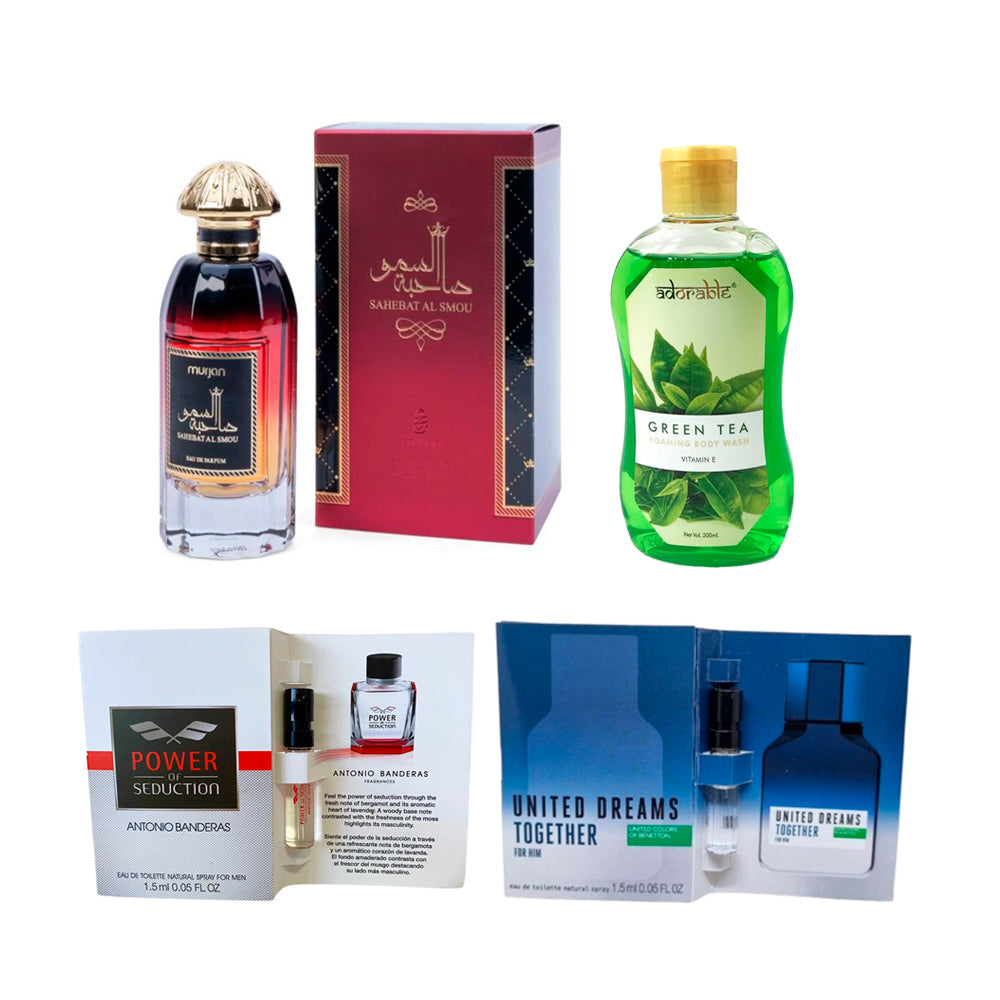 Set Murjan Sahebat Al Smou EDP 100 ml + Body Wash 200 ml + 2 Viales